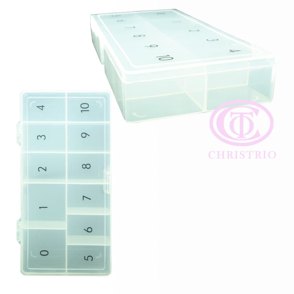 Plastic Tip box with numbers – box na nehtové tipy (White opaque)