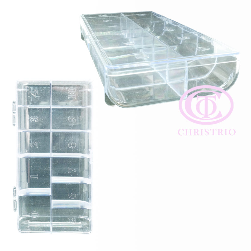 Plastic Tip box with numbers – box na nehtové tipy ( Clear)