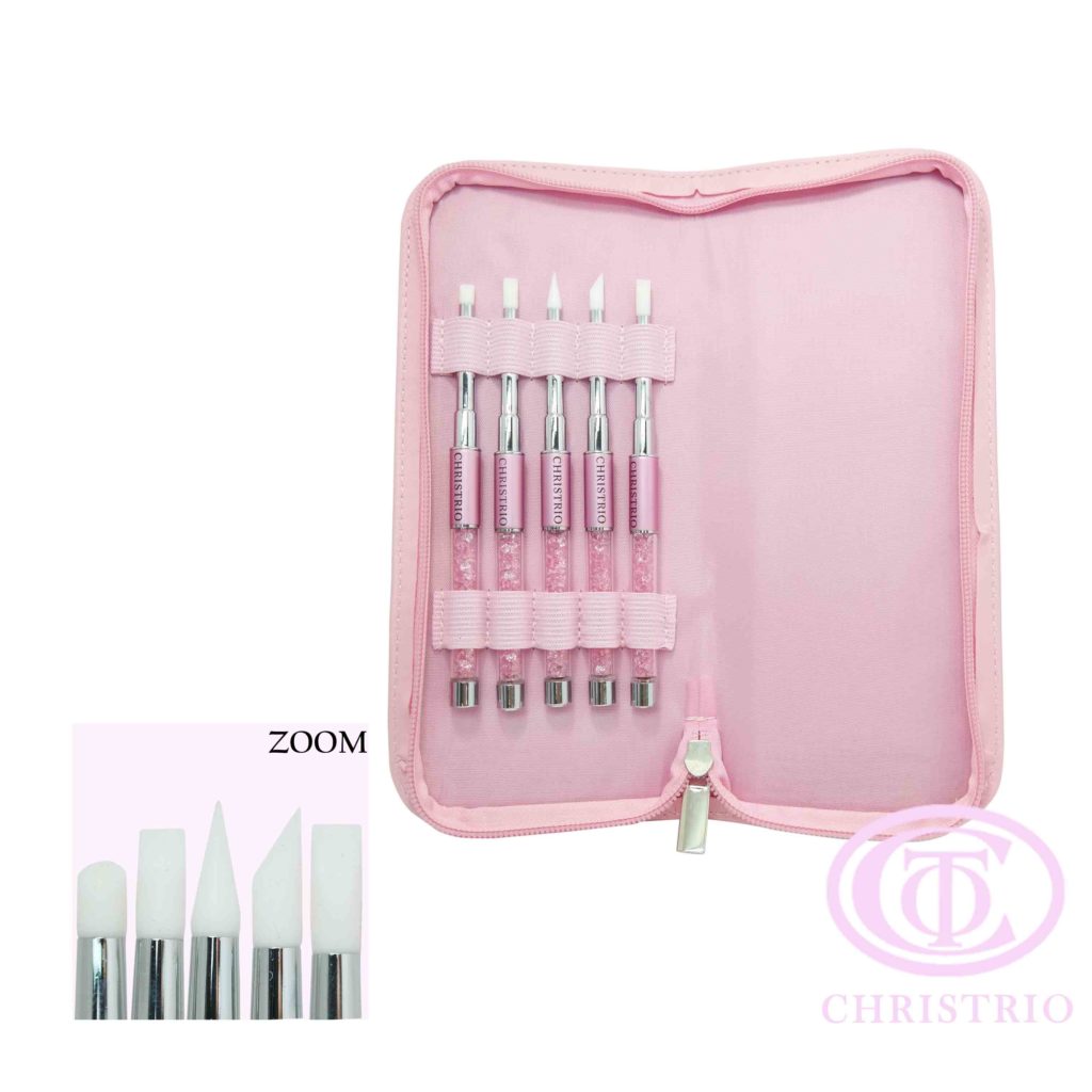 CHRISTRIO Pink Silicone Tool set – štětec (5ks)